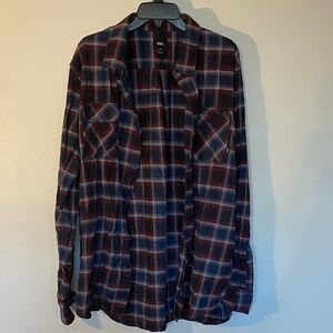 Vans Men's Plaid Shirt Jacket in Navy, Burgundy & White